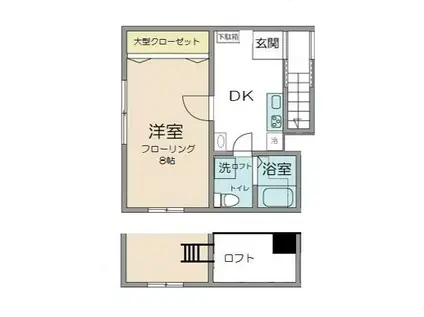 メゾン・ホエール(1DK/2階)の間取り写真