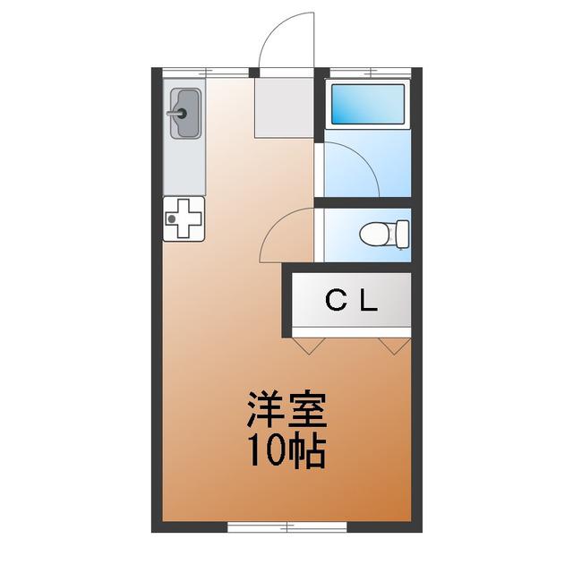 コーポひまわり(ワンルーム/2階)の間取り写真
