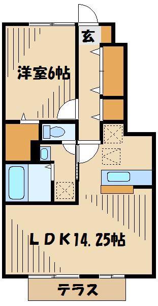 ソレーユ(1LDK/1階)の間取り写真