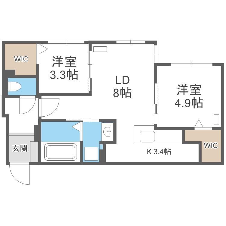 ラグランジュ円山(2LDK/2階)の間取り写真