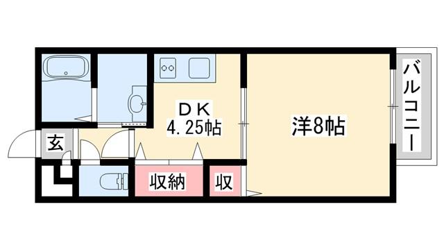 コートアベニュー(1DK/1階)の間取り写真