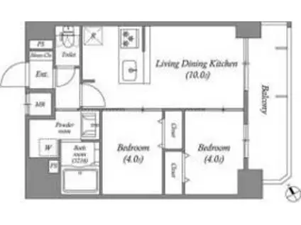 アドバンス名古屋シュテルン(2LDK/12階)の間取り写真