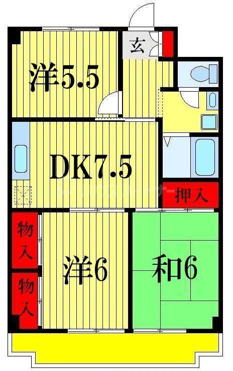 プルミエール西船(3DK/5階)の間取り写真