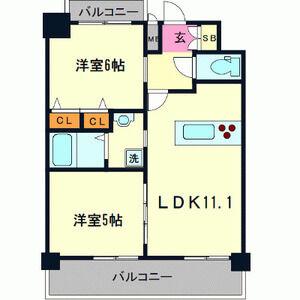 プレサンス新神戸駅前(2LDK/12階)の間取り写真