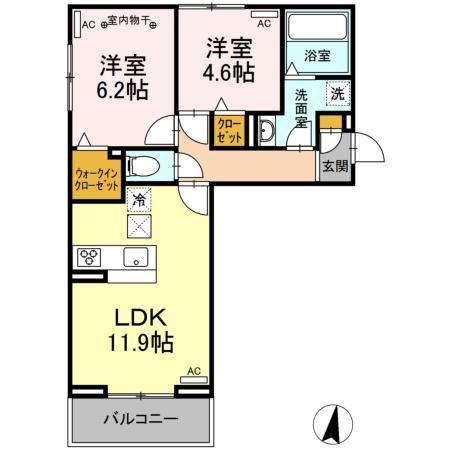 D-ROOM 森本(2LDK/3階)の間取り写真