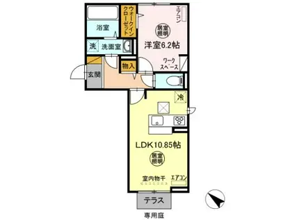 ソレイユIII(1LDK/1階)の間取り写真