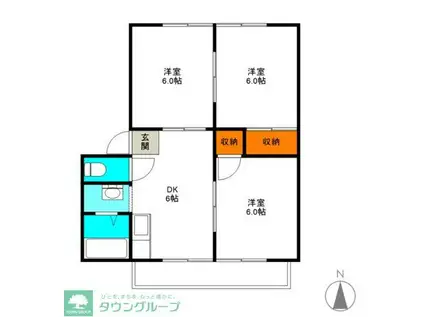 パレス名豊A(3DK/2階)の間取り写真