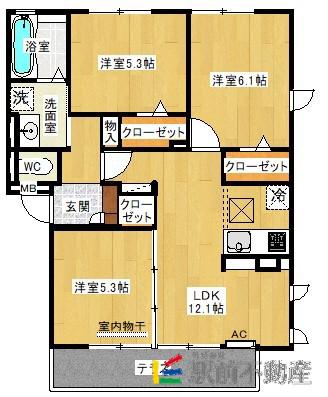 セジュールオッツ兵庫(3LDK/3階)の間取り写真