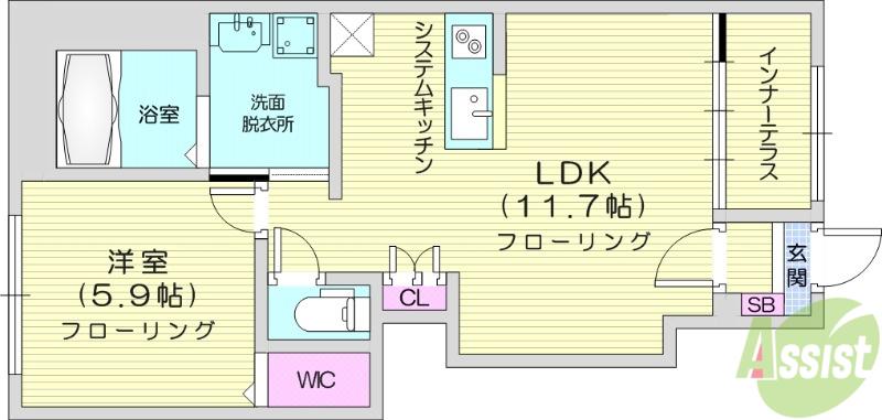 ラッフィナートまゆら(1LDK/1階)の間取り写真
