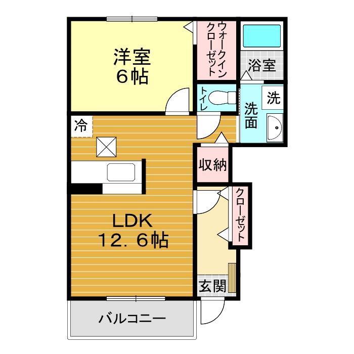 アルカディノーチェI(1LDK/1階)の間取り写真