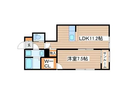 ドミール多賀城(1LDK/1階)の間取り写真