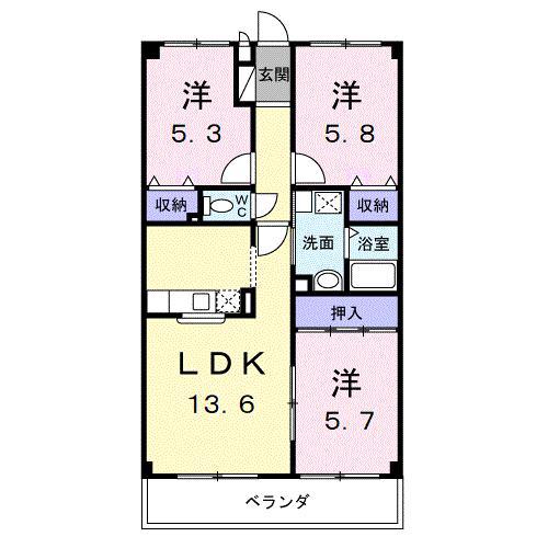 ヴィラアネックス(3LDK/1階)の間取り写真