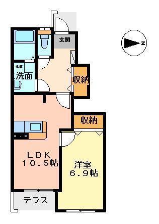 セジュン外旭川(1LDK/1階)の間取り写真