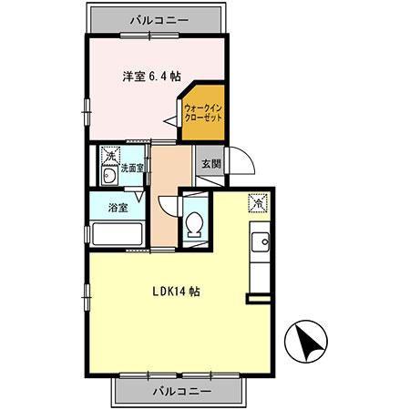 プライムコート(1LDK/2階)の間取り写真