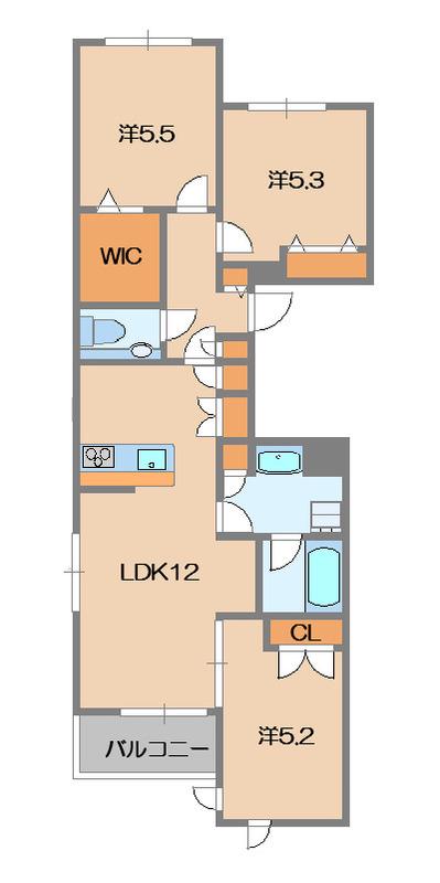 VILLA LUMIERE II (3LDK/3階)の間取り写真