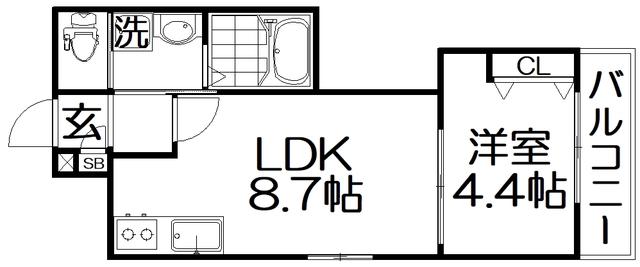 HALELEA(1LDK/2階)の間取り写真