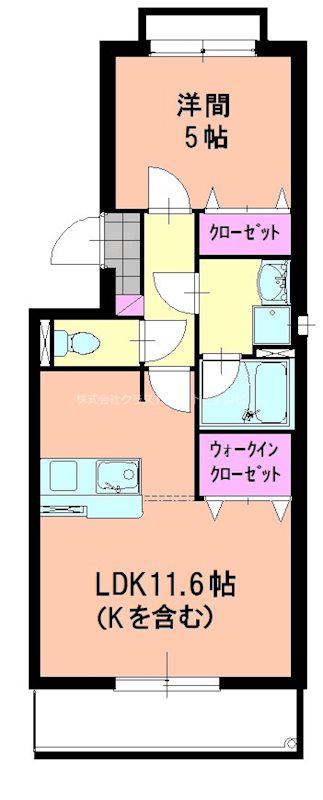 ドミール江西プレミアム(1LDK/3階)の間取り写真