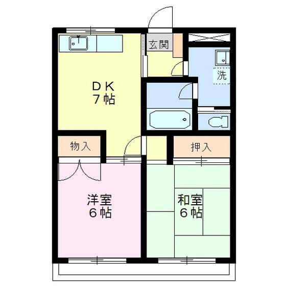 三鷹アミニティI(2DK/3階)の間取り写真