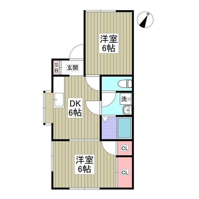 リブレス桐生堤町A(2DK/1階)の間取り写真