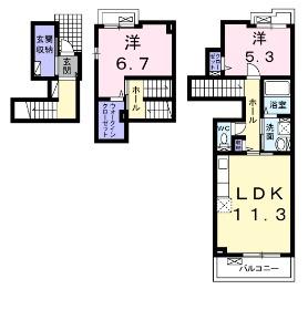 プロムナード倉敷(2LDK/2階)の間取り写真