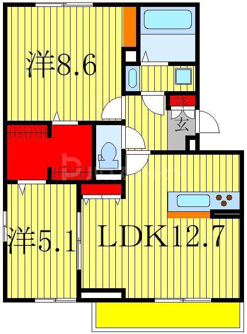 ウィステリア(2LDK/2階)の間取り写真
