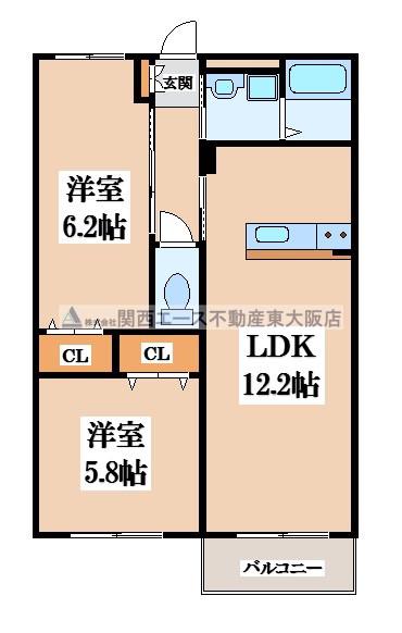 メゾンオーク(2LDK/1階)の間取り写真