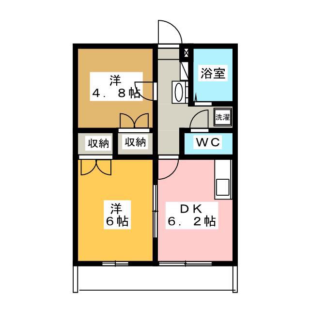 LP中溝A(2DK/1階)の間取り写真
