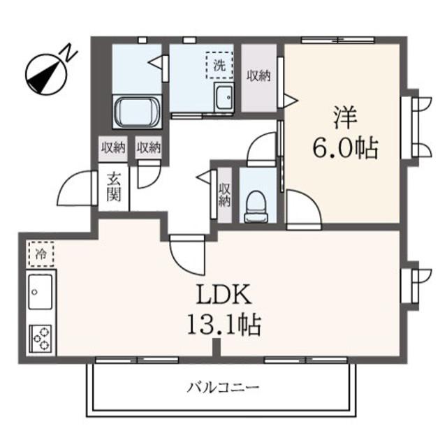 クレール浜田山(1LDK/2階)の間取り写真