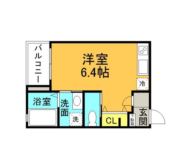 SMART VILLA上安 A(ワンルーム/3階)の間取り写真
