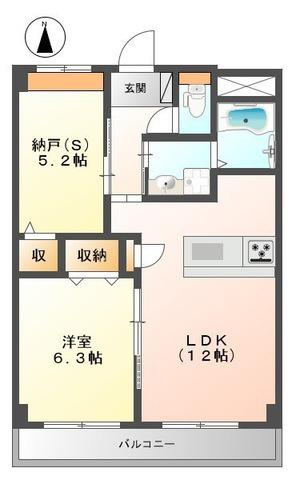 ルシエルブルー(1SLDK/3階)の間取り写真