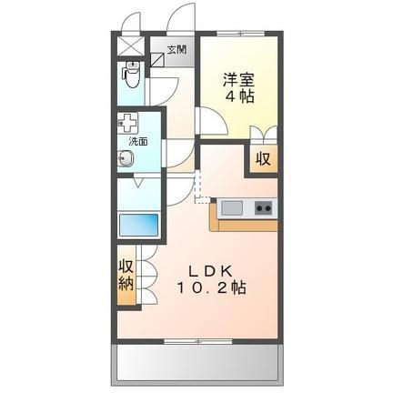 鹿児島県鹿屋市 2階建 築18年(1LDK/2階)の間取り写真