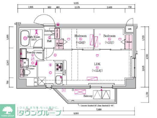 プレール・ドゥーク亀戸小村井(1SLDK/3階)の間取り写真
