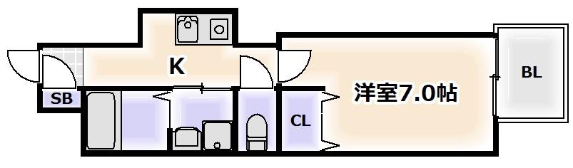 ビガーポリス112(1K/8階)の間取り写真