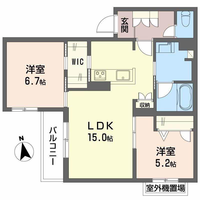 シャーメゾン セレッソ中桜塚(2LDK/3階)の間取り写真