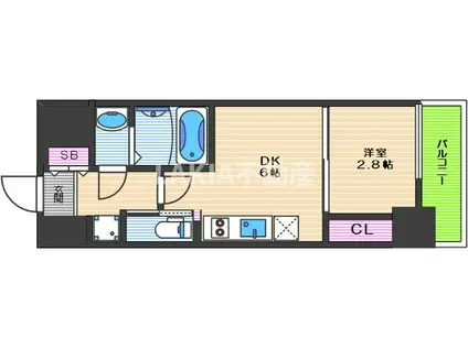 ファーストフィオーレ天王寺(1DK/2階)の間取り写真