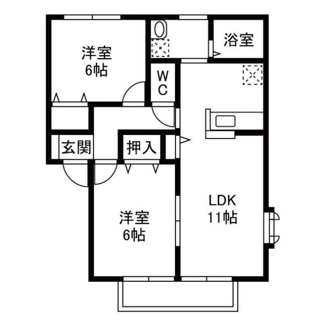 フォレスト瀬名(2LDK/1階)の間取り写真
