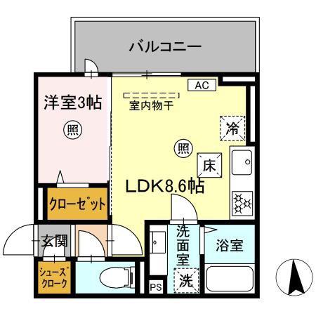 AUGUSTA(1LDK/2階)の間取り写真