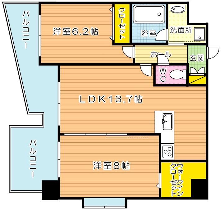 サンシャイン プリンセス 北九州(2LDK/11階)の間取り写真
