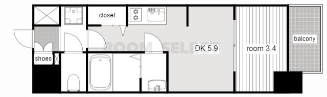 プレサンスジェネ新栄町駅前 葵(1DK/4階)の間取り写真