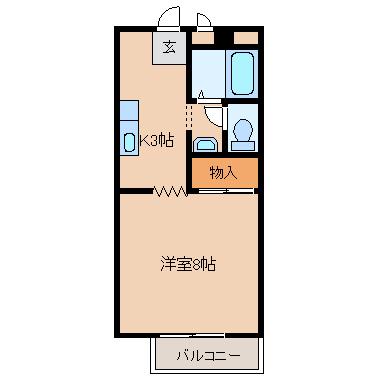 スポーツパークサイド薫松(1K/2階)の間取り写真