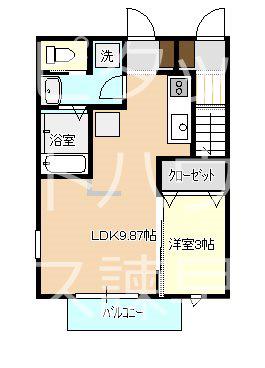 LA FONTE松里B棟(1LDK/1階)の間取り写真
