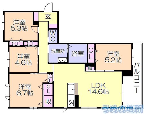 MAST東櫛原B(4LDK/3階)の間取り写真