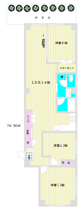 祐天寺リトルタウン(3LDK/1階)の間取り写真