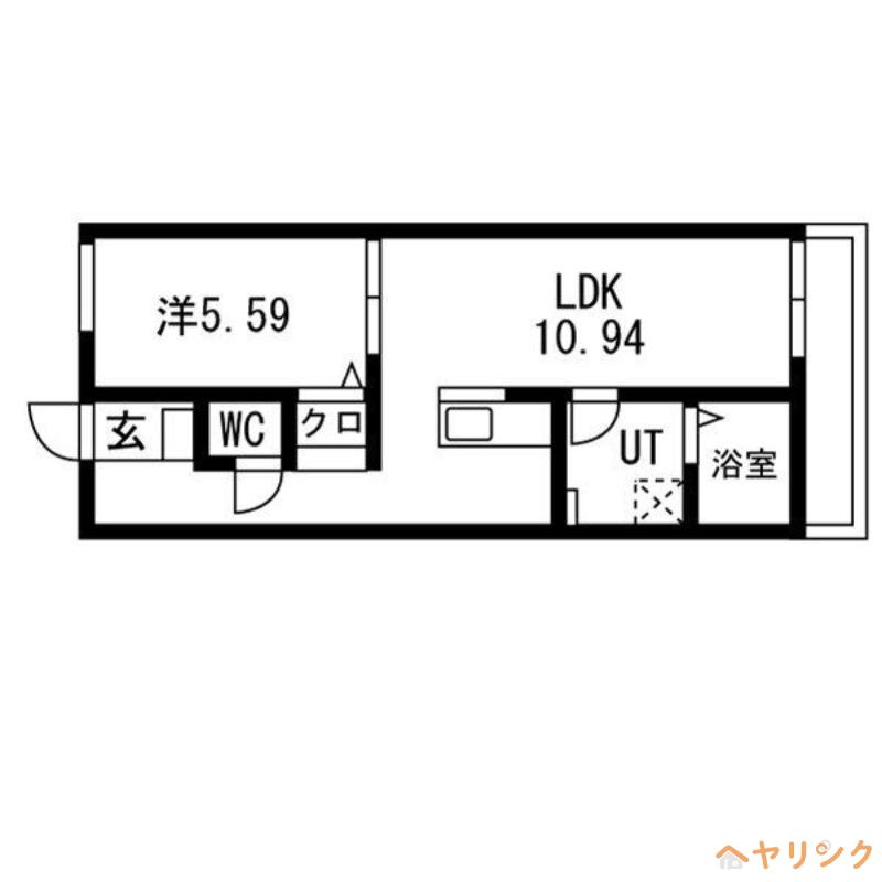 ティンガーラ須ヶ口 ウエスト(1LDK/1階)の間取り写真