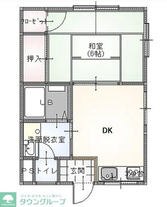 ヴィラ筑波(1DK/2階)の間取り写真
