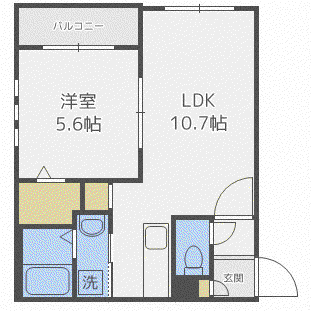 ノイエヴェルト南円山(1LDK/4階)の間取り写真