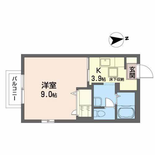 ルクエンス小田原A(1K/1階)の間取り写真