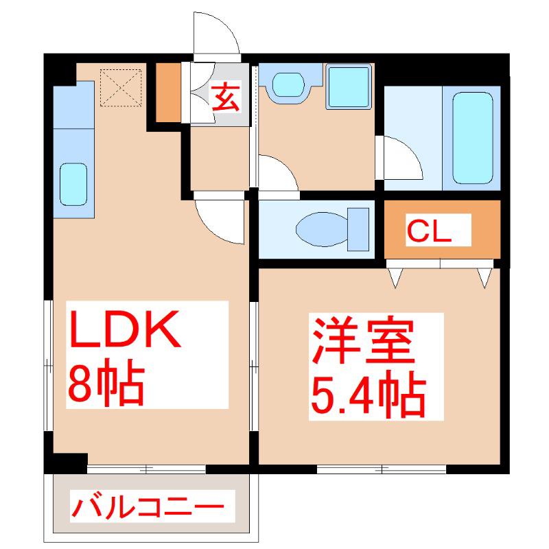 ヴェルジュU(1LDK/1階)の間取り写真