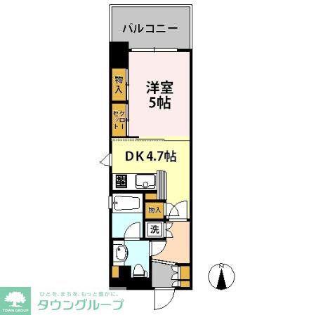 藤和シティスクエア三鷹駅前(1DK/6階)の間取り写真