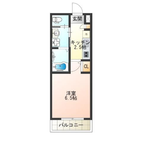 アッシュメゾン花園町(1K/1階)の間取り写真